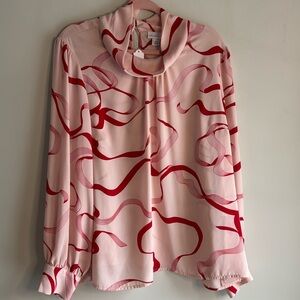 Liz Claiborne Ribbon Blouse Red & Pink Women’s Size 1X